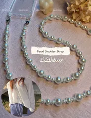 スマホ　iphone ホワイト樹脂パール　ショルダーストラップ　120cm  斜めがけ　ストラップホルダーカード付き