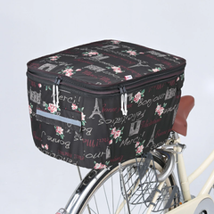 前後開閉自由自在！ 二段式後ろかごカバー フレンチブラウン 自転車 カゴカバー リア用 撥水、防水機能付き 電動アシスト自転車/オシャレ