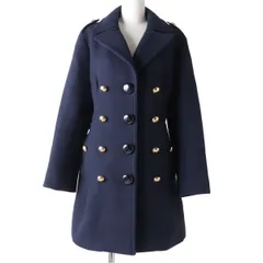 極美品◇希少◎ LV ルイヴィトン 正規品 11AWコレクション ロゴボタン／金ボタン付 アンゴラ×カシゴラ混 ウールコート ダークネイビー 36のサムネイル