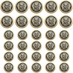 EXDUCT 手芸 前ボタン 20mm 10個 袖ボタン 15mm 20個 セット ブレザー スーツ シングル5着分 ブラック＆ゴールド( ブラック＆ゴールド)