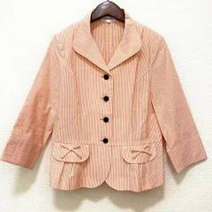 #anc ラピーヌブランシュ LAPINE BLANCHE ジャケット 11 オレンジ系 ストライプ 薄手 レディース [936100]のサムネイル