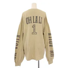 レミレリーフ REMI RELIEF Tシャツ ロンT 長袖 クルーネック ロゴ プリント ストレッチ M ベージュ /BBのサムネイル