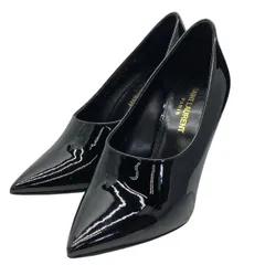 SAINT LAURENT サンローラン シューズ パンプス ヒール ピンヒール ポインテッドトゥ エナメルレザー ブラック [サイズ36(23cm)]