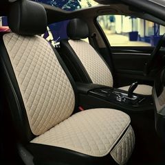 カーシートカバーカーシートカバー、通気性のある亜麻四季カーシートクッションプロテクターパッドフロントパッドほとんどの車のフロントチェアクッションにフィット
