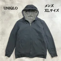 UNIQLO ユニクロ　フルジップパーカー　ボア　ブラック　黒色　XLサイズ　メンズ　【B-2】