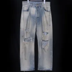 ANCELLM AGING CRASH SELVEDGE DENIM STRAIGHT 5P PANTS サイズ2 インディゴ