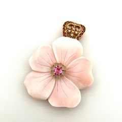 【鑑定済み】正規品  JEWEL STUDIO ジュエルスタジオ ネックレス トップのみ フラワーモチーフ 花 ピンク 18K ダイヤ