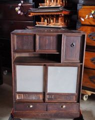 アンティーク薄型茶箪笥 大正～昭和初期　古録展  送料無料　中古 品番S10519