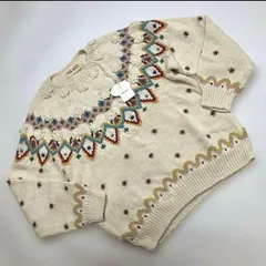 ピンクハウス　リボンモチーフ使いヨークカラーニット　白色　新品タグ付き セール】 little sunny bite×PINK HOUSE flower motif knit top