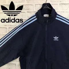 新品⭐️希少2XS adidas トラックジャケット/ジャージ 刺繍トレファイル ネイビー×ライトブルー