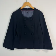 ef-de エフデ レディース ブラック ノーカラー ジャケット ウールジャケット ショート丈 ウール アウター 9サイズ 古着