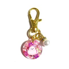 シマエナガのミニキーホルダー　ハンドメイド　レジン　ピンク