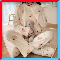 新品 フリースパジャマ レディース 上下セット 長袖 厚手 ルームウェア 部屋着 室内着 【送料無料】