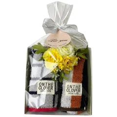 【新着商品】タオルの萩原 トレー ギフト タオルハンカチ 2枚 セット ブーケ入り 御祝 送別 転勤 新生活 母の日 プレゼント ふわふわ ハンカチ メンズ かわいい かっこいい 造花 gift-th2p (ストライプ柄セット)