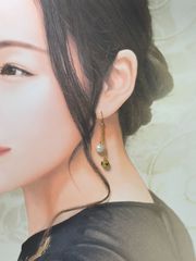 水引ピアス「粋 珠漆-たまうるし-」パール ゴールド 揺れるピアス 上品 かわいい ハンドメイド