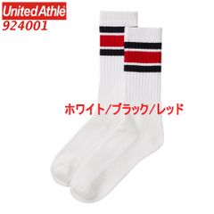 ユナイテッドアスレ 924001 ラインソックス スケーターソックス ライン柄 無地 靴した くつ下 靴下 ソックス 9240-01 9240 UnitedAthle 25-29cm ホワイト 白 黒 赤