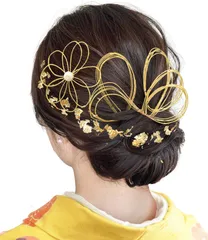 水引 成人式 金箔 銀箔 組紐 人気 ロープ ゴールド シルバー 髪飾り ヘアアクセサリー 前撮り 振袖 卒業式 結婚式 和装 袴 [JZOON] 着物 浴衣に ブライダル 花嫁 ヘッドパーツ J0026