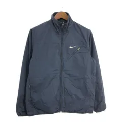 00年代 NIKE ナイキ リバーシブル ナイロン フリース ジャケット スポーツ ネイビー (メンズ M) 中古 古着 S7478