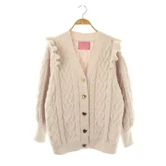 ジェラートピケ gelato pique 23SS Sweet ハートアランフリルカーディガン ルームウェア Vネック F ライトピンク /ES ■OS