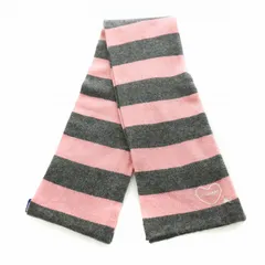 バーバリーブルーレーベル BURBERRY BLUE LABEL マフラー ロゴ刺繍 ハート ボーダー ピンク グレー /MW ☆AA★のサムネイル