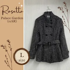  定番ファッションアイテム♪レディース 秋冬 アウターコート L Palace Garden パレスガーデン ツイード あたたかい きれいめ 会社 オフィス ベルト 上着 ジャケット コート Lサイズ