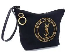 ■美品■YVESSAINTLAURENT イヴサンローラン リヴゴーシュ ウール×レザー ワンハンドル ハンドバッグ レディース ブラック系 CB1951のサムネイル