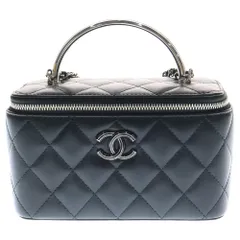 CHANEL (シャネル) ココマーク マトラッセ バニティ ラムスキン レザーチェーンショルダーバッグ ブラック レディース