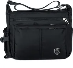 Amuself ショルダーバッグ メッセンジャー トート メンズ レディース A4 斜め掛け 肩掛け カジュアル アウトドア 防水 軽量 大容量( ブラック)