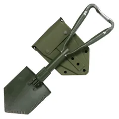 イギリス軍放出品 折りたたみスコップ 三つ折り 樹脂製ケース付き オリーブドラブ [ 可 ]