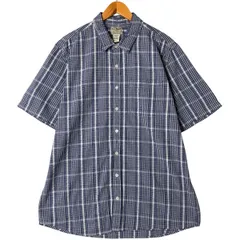 古着 エルエルビーン L.L.Bean シアサッカー 半袖 コットン チェックシャツ メンズL相当/eaa560415