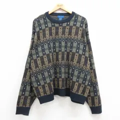XL/古着 タウンクラフト 長袖 セーター メンズ 90s 大きいサイズ アクリル クルーネック 紺他 ネイビー 24sep18 中古 ニット トップスのサムネイル