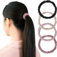 シルク ヘアゴム 4個セット 髪ゴム 髪にやさしい 跡がつかない 静電気が起こりにくく シュシュ 大人 黒 シルクヘアシュシュ ヘアアクセサリー おしゃれ 最高級6A NABI_489