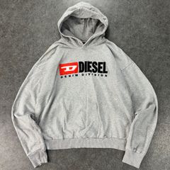 DIESEL S-DIVISION ディーゼル スウェット パーカー フーディー プルオーバー ワッペン 刺繍 グレー 灰 ビッグシルエット メンズ L