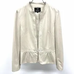 古着 23区 ニジュウサンク 薄手 フェイクスエード ノーカラージャケット 裏地付き 無地 長袖 日本製 38(B81-85/H89-93/T158-164) グレーベージュ系 人工皮革 レディース