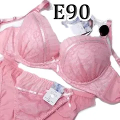 ♪[格安]21[E90＆3Ⅼ]pan cute自然な美胸ブラショーツセット　ローズピンクレース　大きなカップサイズ 　新品未使用