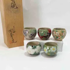 陶あん 陶葊 色絵 茶器揃 銀彩急須 玉湯呑5客 図替わり 陶あん 陶葊 色絵 茶器揃 銀彩急須 玉湯呑5客 図替わり