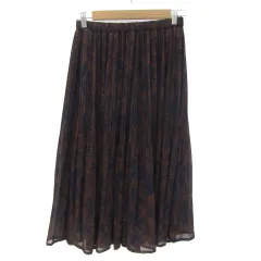 ナチュラルビューティーベーシック NATURAL BEAUTY BASIC プリーツスカート ロング丈 総柄 M ネイビー 紺 /YM10