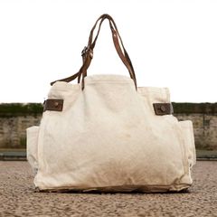 国産6号帆布使用 USED加工 バッグ レザー部ビンテージミリタリーバッグから抽出【T.K GARMENT SUPPLY】