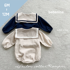 【新品未使用】【韓国子供服ブランド正規品】bebenine　ロンパース　セーラー　長袖　ベビー　韓国子供服　海外子供服　男女兼用　55cm 65cm 75cm