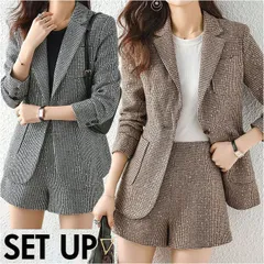 ☆ S ☆ スーツ セットアップ レディース ジャケット ショートパンツ セットアップ パンツスーツ 上下セット キュロットスーツ レディース ショート丈 カジュアル グレンチェック 千鳥格子 セレモニースーツ ビジネススーツ ビジネスカジュアル ビジカジ