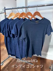 Heirloom&Co インディゴTシャツ リブニットTシャツ インディゴブルー　インディゴTシャツ　リブニット