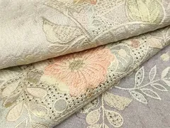 503mh7〇訪問着 翠山刺繍 スワトウ刺繍 地紋 青緑 宝相華〇状態良好 相良刺繍とスワトウ刺繍の訪問着 着物