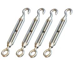 新品 【ヘルスリフェ】 ステンレス ターンバックル 4本セット アイフック フック 張り具合調整 ワイヤー固定 ロープ固定 テレビアンテナ設営 テント設営 構造物補強 18-8ステンレス SUS304 防錆 高強度 ステンレス製 M4