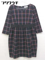 ◇ anatelier アナトリエ チェック 七分袖 ミニ ワンピース サイズ36 ブラック マルチ レディース  【中古】 【1107070003555】