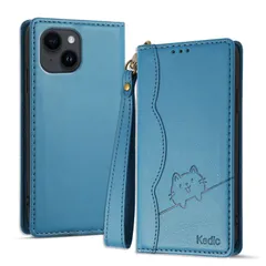 【在庫処分】Kedic iPhone14 ケース 手帳型 可愛い笑顔の猫模様 手作り iPhone 14 携帯カバー アイフォン14 ケース おしゃれ カード入れ 財布型 と横方向のスタンドが 多機能 iPhone14 カバー 内蔵マグネット式 純色シンプルデ