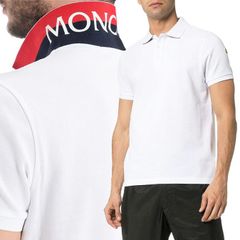 62 MONCLER モンクレール 8A70510 84556 ホワイト 襟裏 ロゴ プリント 半袖 ポロシャツ size S