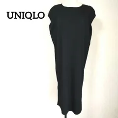 ユニクロ プリーツ ノースリーブ ワンピース ロング スリット ブラック Mサイズ