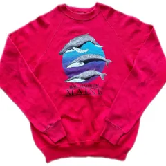 【80s】Lee USA製 リー スウェット ヴィンテージ アニマル クジラ プリント バーハーバー 80年代 赤