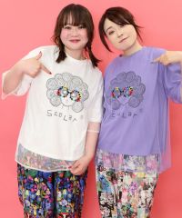 ScoLar（スカラー）花メガネ刺繍 スカラーちゃんチュール重ねプルオーバー　オフホワイト、ブラック、パープル　152669