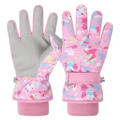 スキーグローブ 子供 キッズ 手袋 防水 防寒 スノー手袋 てぶくろ 子ども 冬 スキーミトン【5層断熱素材/撥水防水加工/防風保温/滑り止め/耐磨耗/裏起毛/紛失防止】男の子 女の子 スノーボード・遊び・スキー・雪合戦・通学・ウインター アウトドア (M